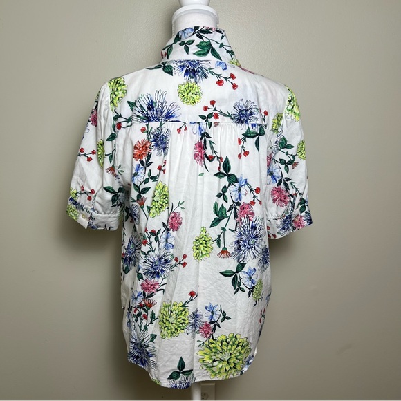 LOFT Floral Tie-Neck Blouse, Size Large - Vibrant Spring Print - Picture 3 of 7